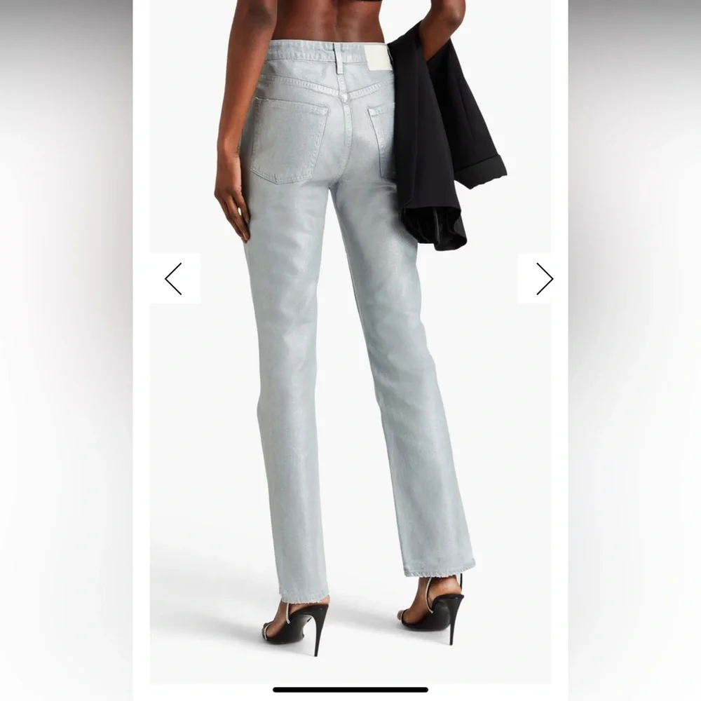 NWT GRLFRND The Harlow Coated High Rise Boot With Slit Lite Wash - Picture 2 of 16